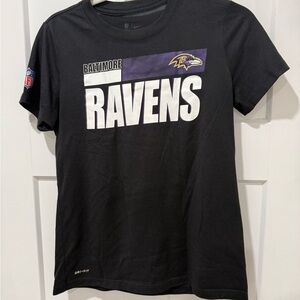 Nike Black Baltimore Ravens Short Sleeve Tee with White and Purple Graphics